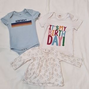 Kentucky onesie, two tops Sz 9M & 12M